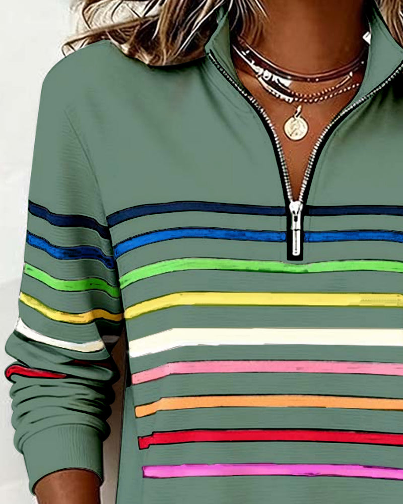 Nicola | Women's Striped Half-Zip Sweatshirt