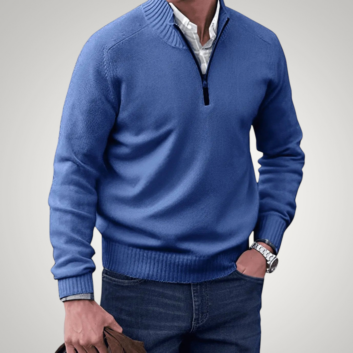 Norman | Men's Ribbed Collar Quarter-Zip Jumper