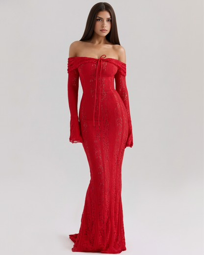Rachel | Women's Off-Shoulder Maxi Wedding Guest Dress