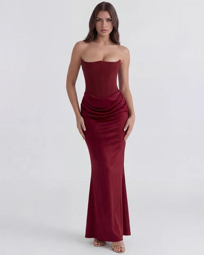 Wendy | Women's Strapless Satin Corset Evening Dress