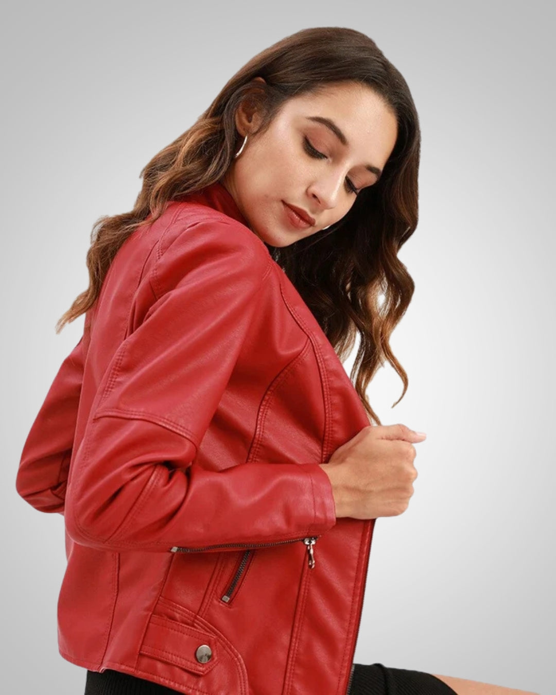 Sharon | Women's Classic High Collar Leather Jacket
