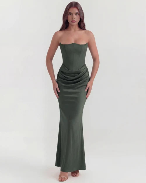 Wendy | Women's Strapless Satin Corset Evening Dress