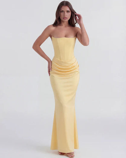 Wendy | Women's Strapless Satin Corset Evening Dress