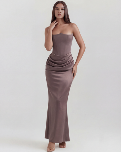 Wendy | Women's Strapless Satin Corset Evening Dress