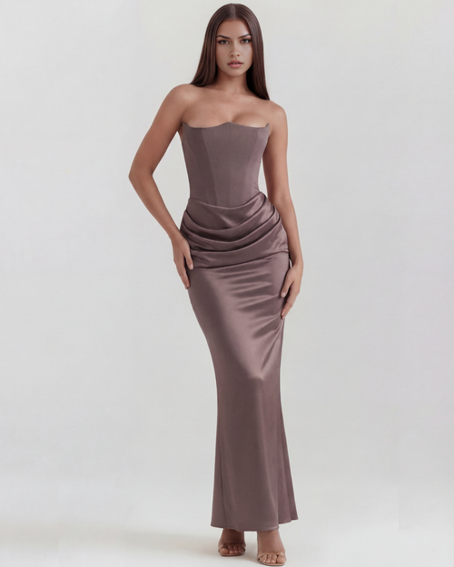 Wendy | Women's Strapless Satin Corset Evening Dress