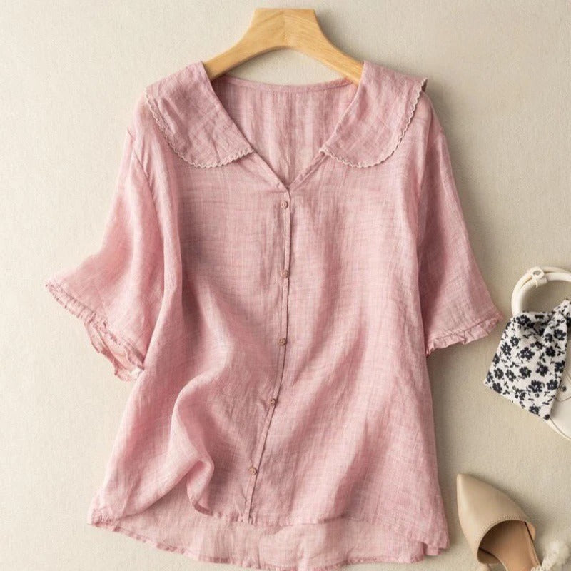 Lily | Women's Relaxed Fit Button Front Vintage Casual Blouse