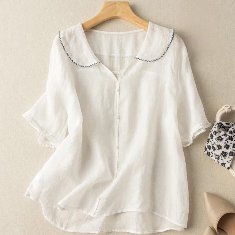 Lily | Women's Relaxed Fit Button Front Vintage Casual Blouse