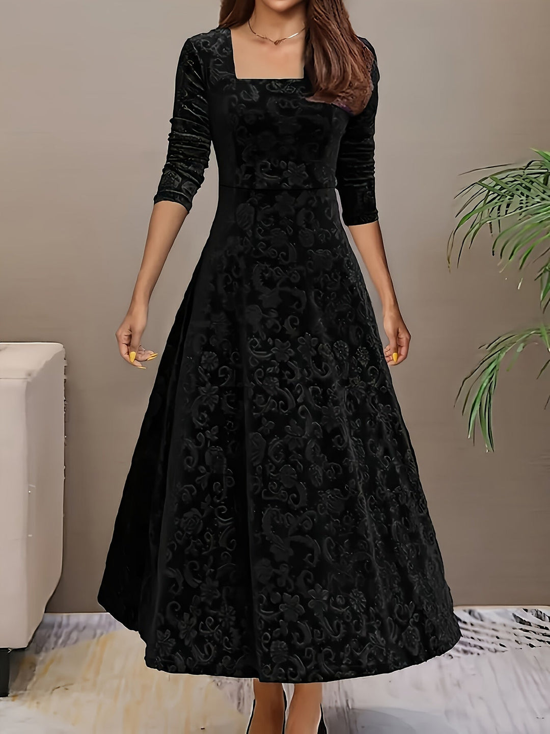 Elena | Women's Floral Summer Flared Midi Dress