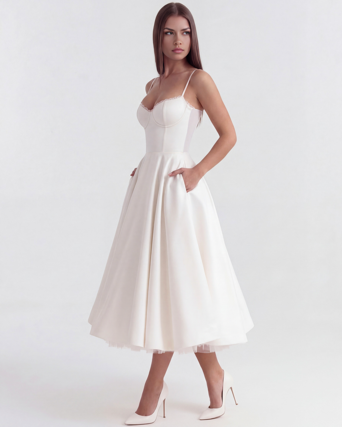 Victoria | Women's Elegant A-line Midi Dress