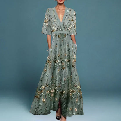Charlotte | Women's Floral Printed V-Neck Maxi Dress