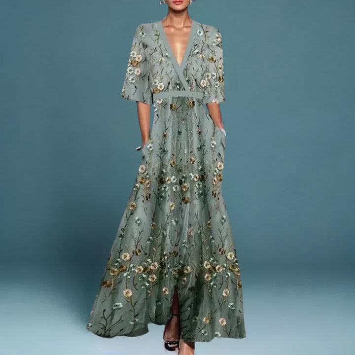 Charlotte | Women's Floral Printed V-Neck Maxi Dress