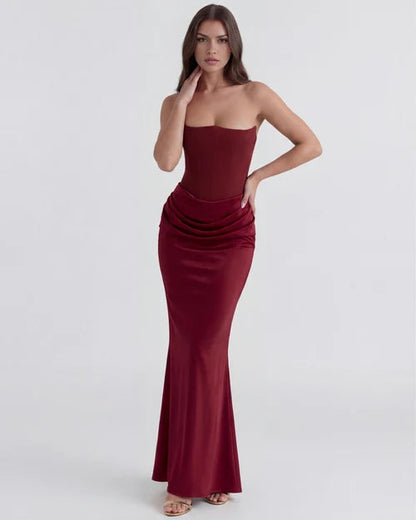 Wendy | Women's Strapless Satin Corset Evening Dress