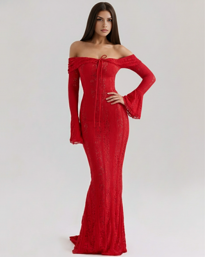 Rachel | Women's Off-Shoulder Maxi Wedding Guest Dress