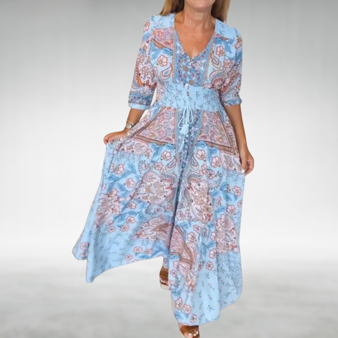 Yasmine | Women's Boho Draped Festive Maxi Dress
