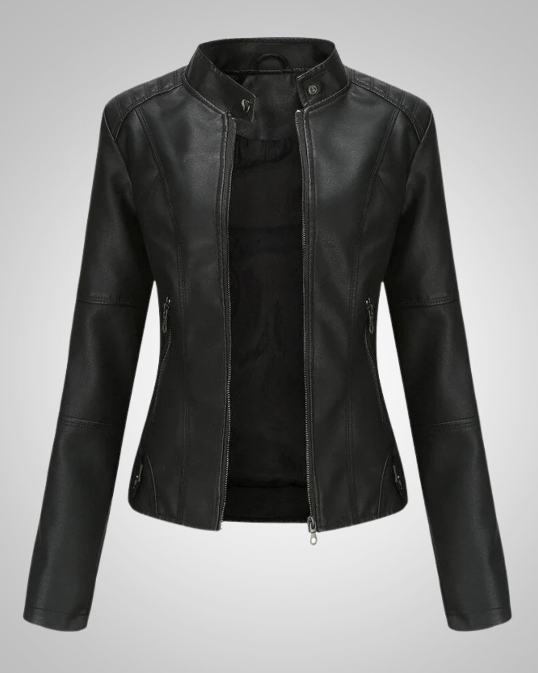 Sharon | Women's Classic High Collar Leather Jacket