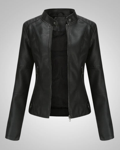 Sharon | Women's Classic High Collar Leather Jacket