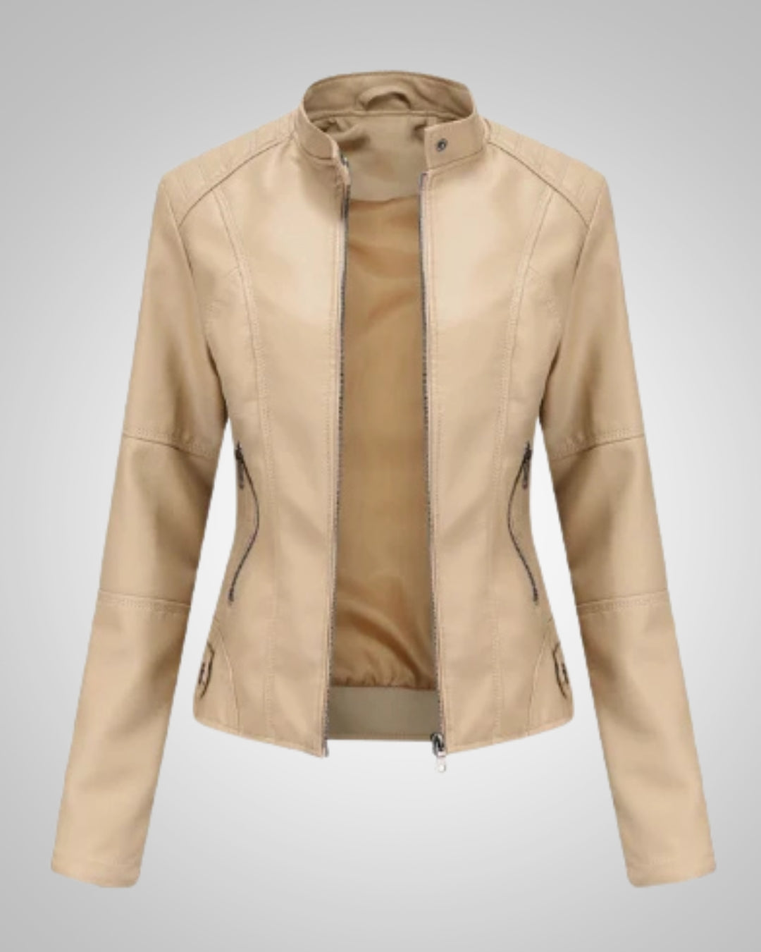 Sharon | Women's Classic High Collar Leather Jacket