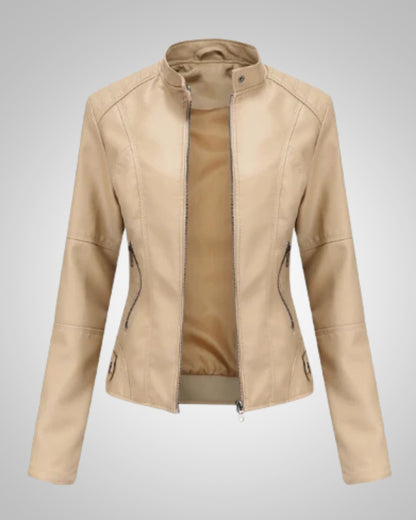 Sharon | Women's Classic High Collar Leather Jacket