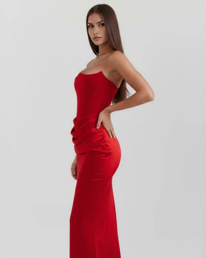 Wendy | Women's Strapless Satin Corset Evening Dress