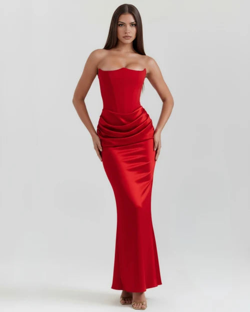 Wendy | Women's Strapless Satin Corset Evening Dress
