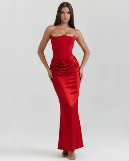 Wendy | Women's Strapless Satin Corset Evening Dress