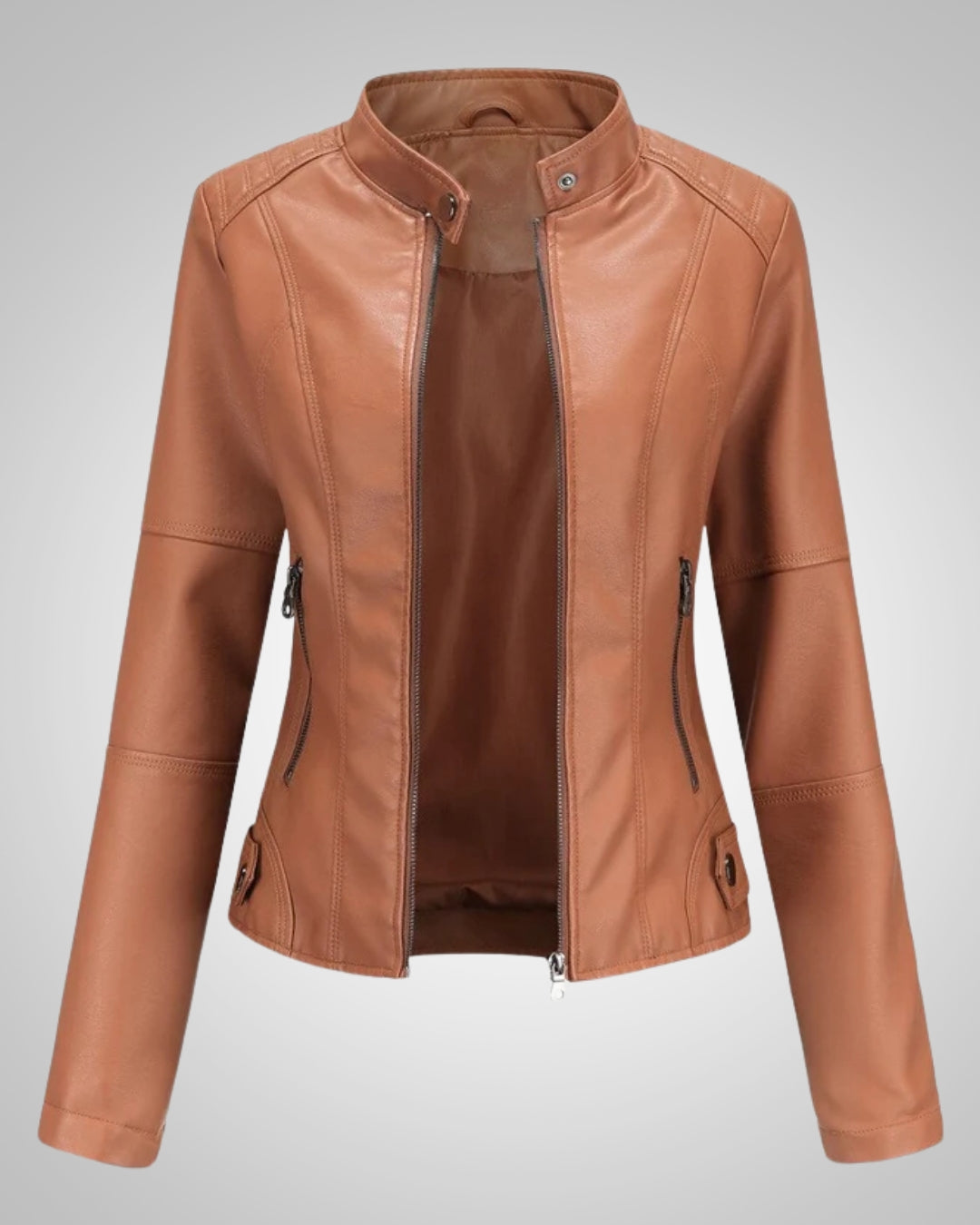 Sharon | Women's Classic High Collar Leather Jacket