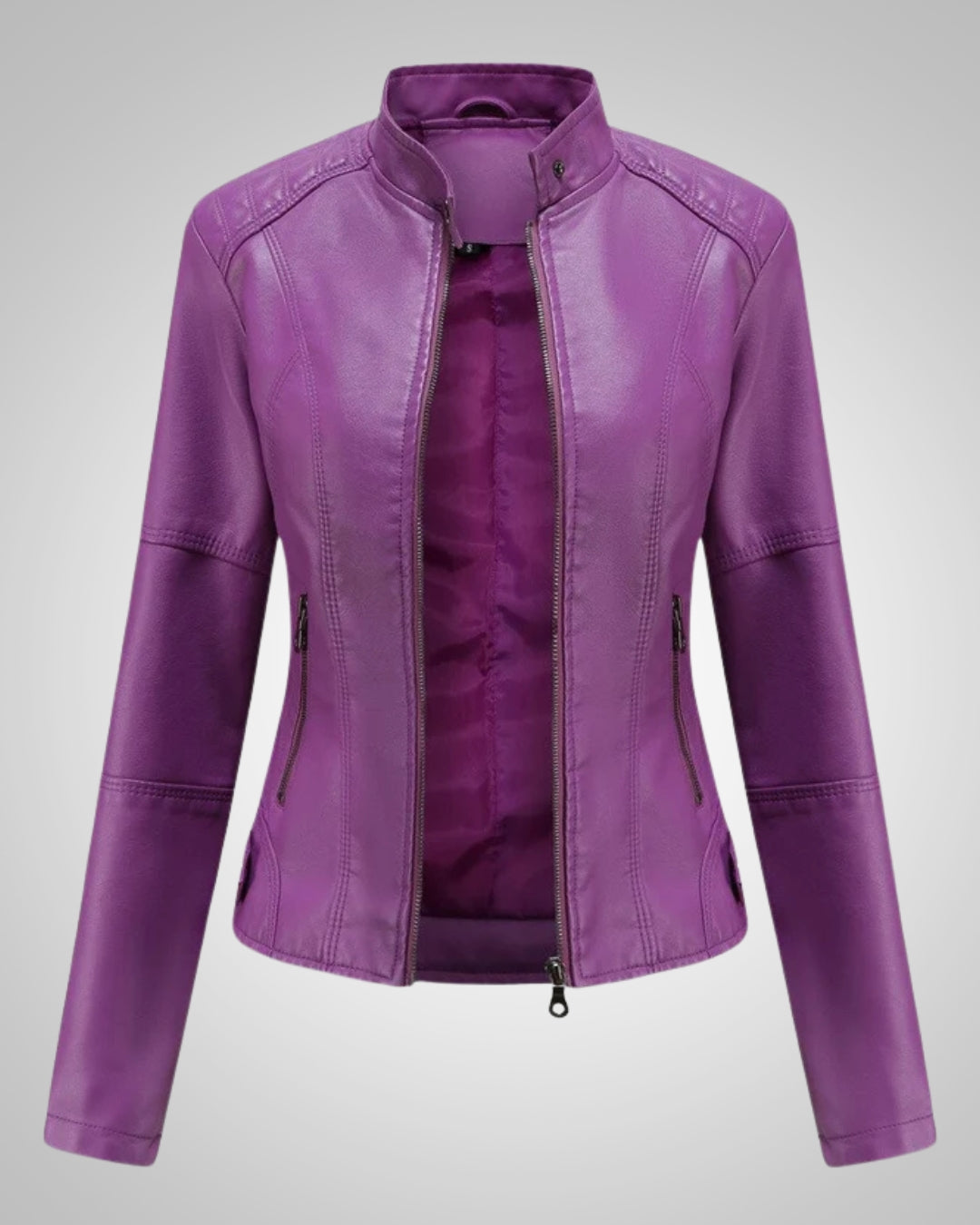 Sharon | Women's Classic High Collar Leather Jacket