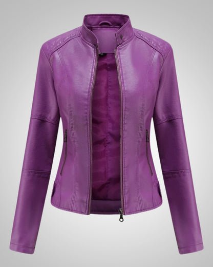 Sharon | Women's Classic High Collar Leather Jacket