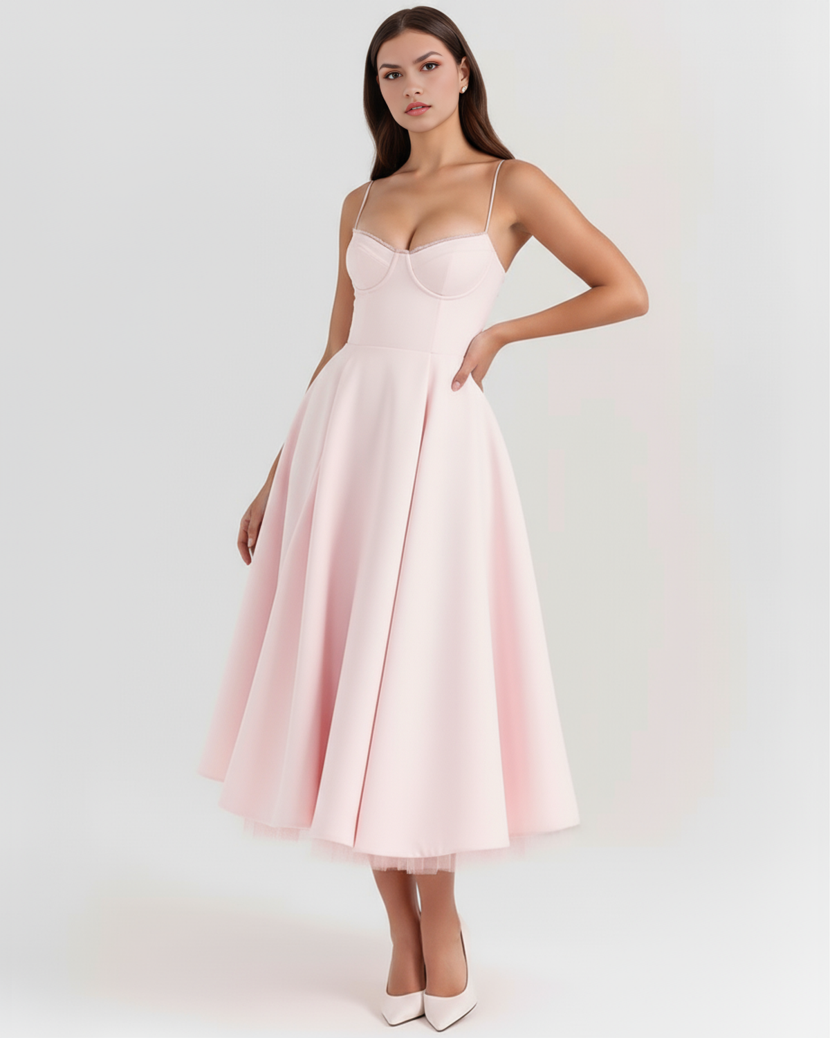 Victoria | Women's Elegant A-line Midi Dress