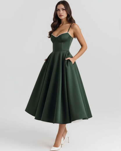 Victoria | Women's Elegant A-line Midi Dress