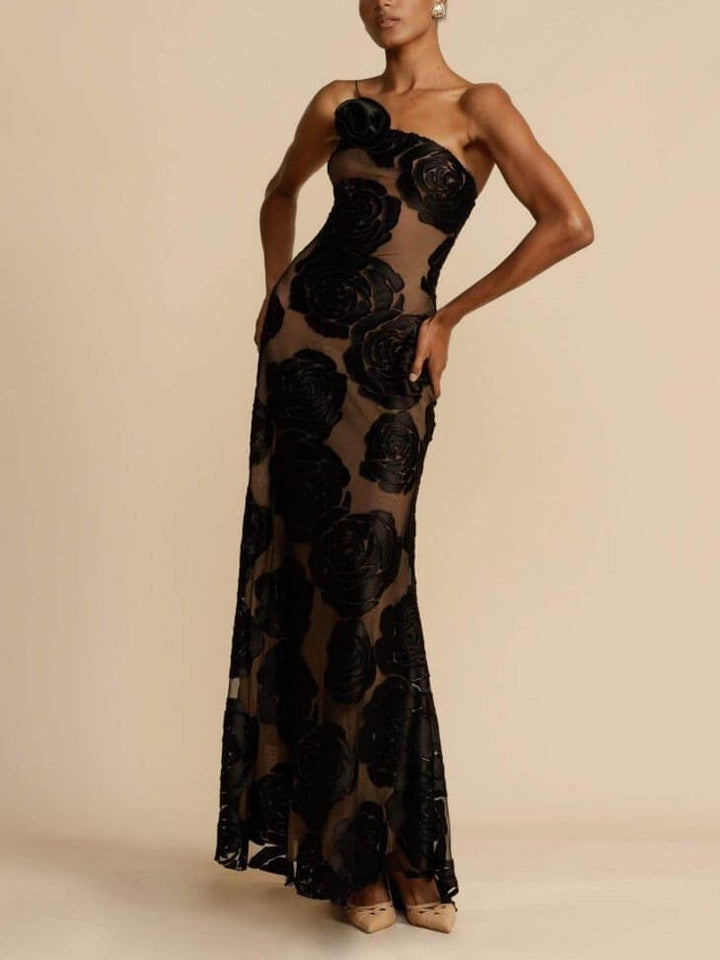 Stella | Women's Floral One-Shoulder Evening Maxi Dress