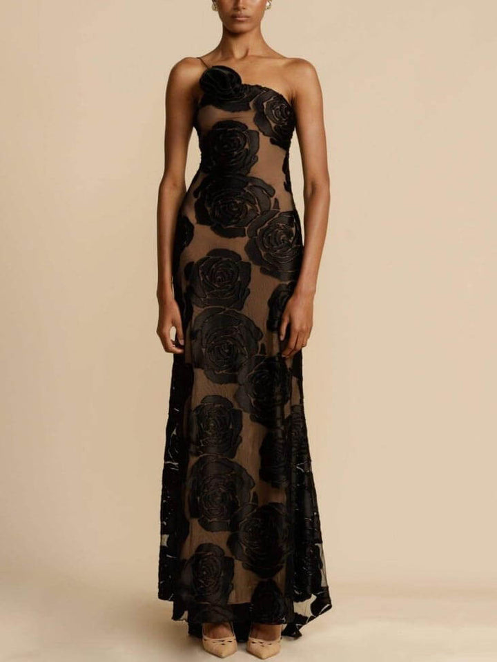 Stella | Women's Floral One-Shoulder Evening Maxi Dress