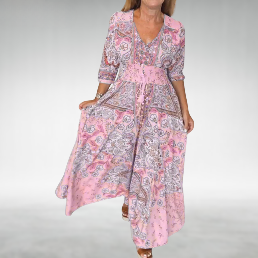 Yasmine | Women's Boho Draped Festive Maxi Dress