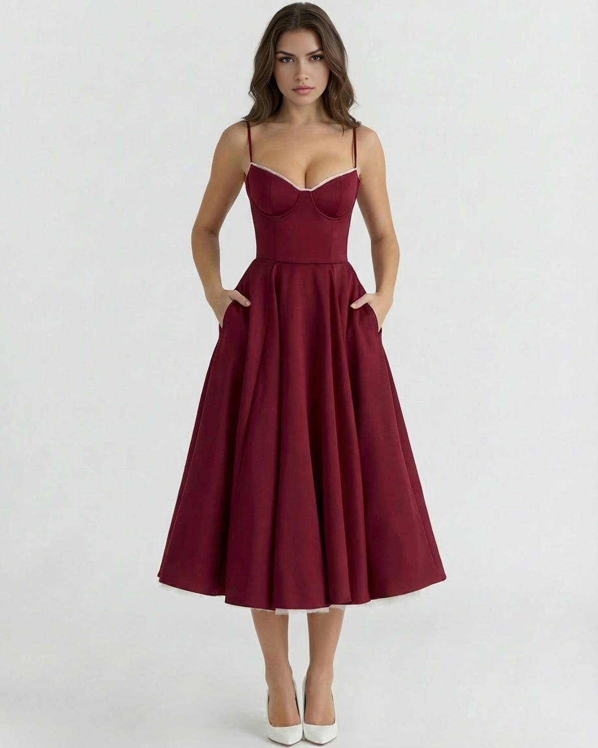 Victoria | Women's Elegant A-line Midi Dress