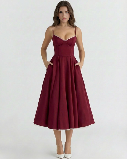 Victoria | Women's Elegant A-line Midi Dress