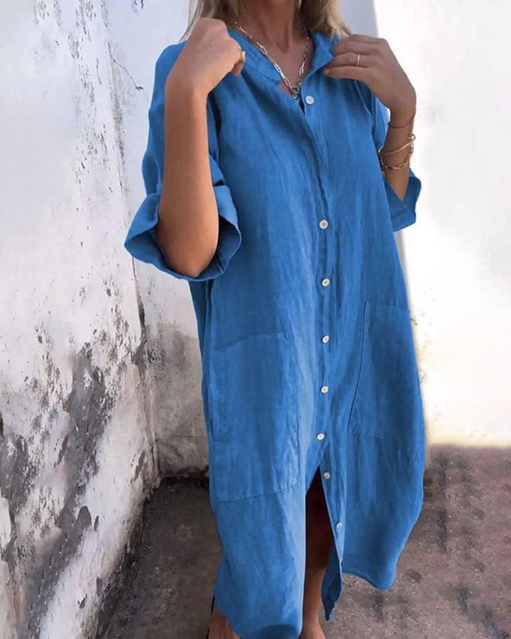 Mila | Women's Short Sleeve Shirt Midi Dress