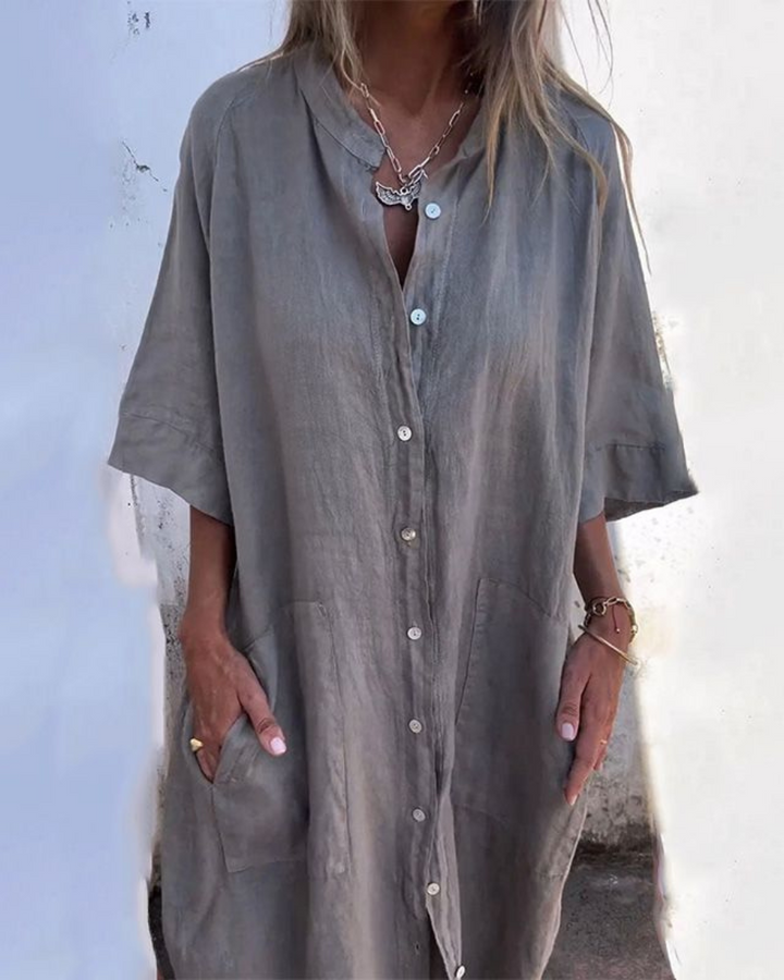 Mila | Women's Short Sleeve Shirt Midi Dress