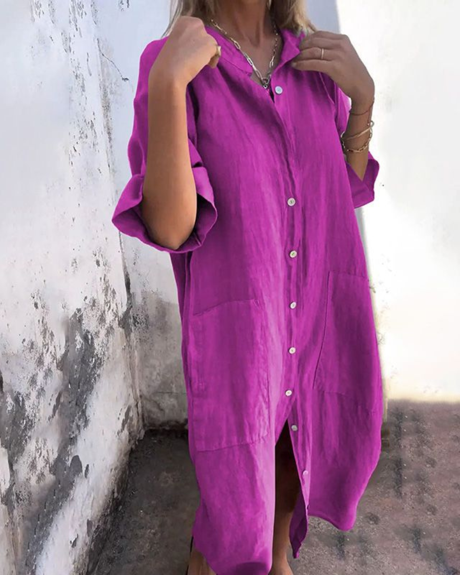 Mila | Women's Short Sleeve Shirt Midi Dress