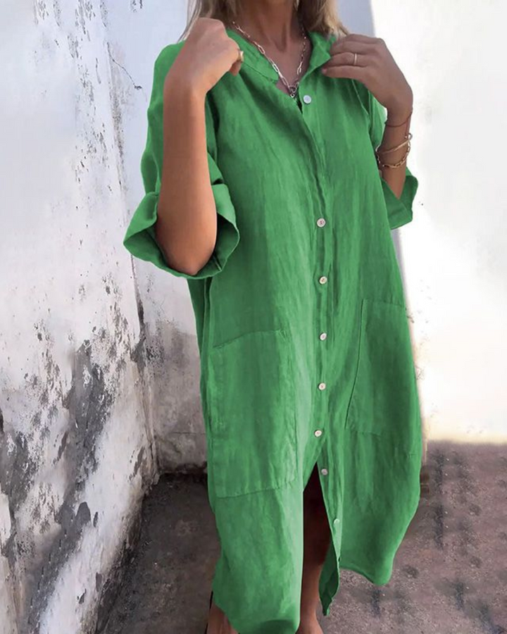 Mila | Women's Short Sleeve Shirt Midi Dress