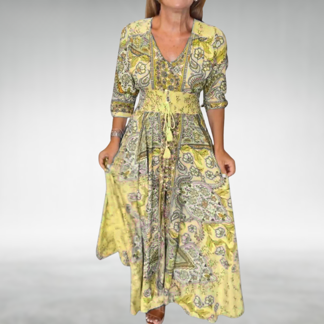 Yasmine | Women's Boho Draped Festive Maxi Dress