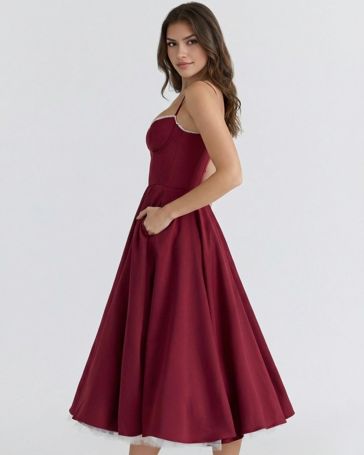 Victoria | Women's Elegant A-line Midi Dress
