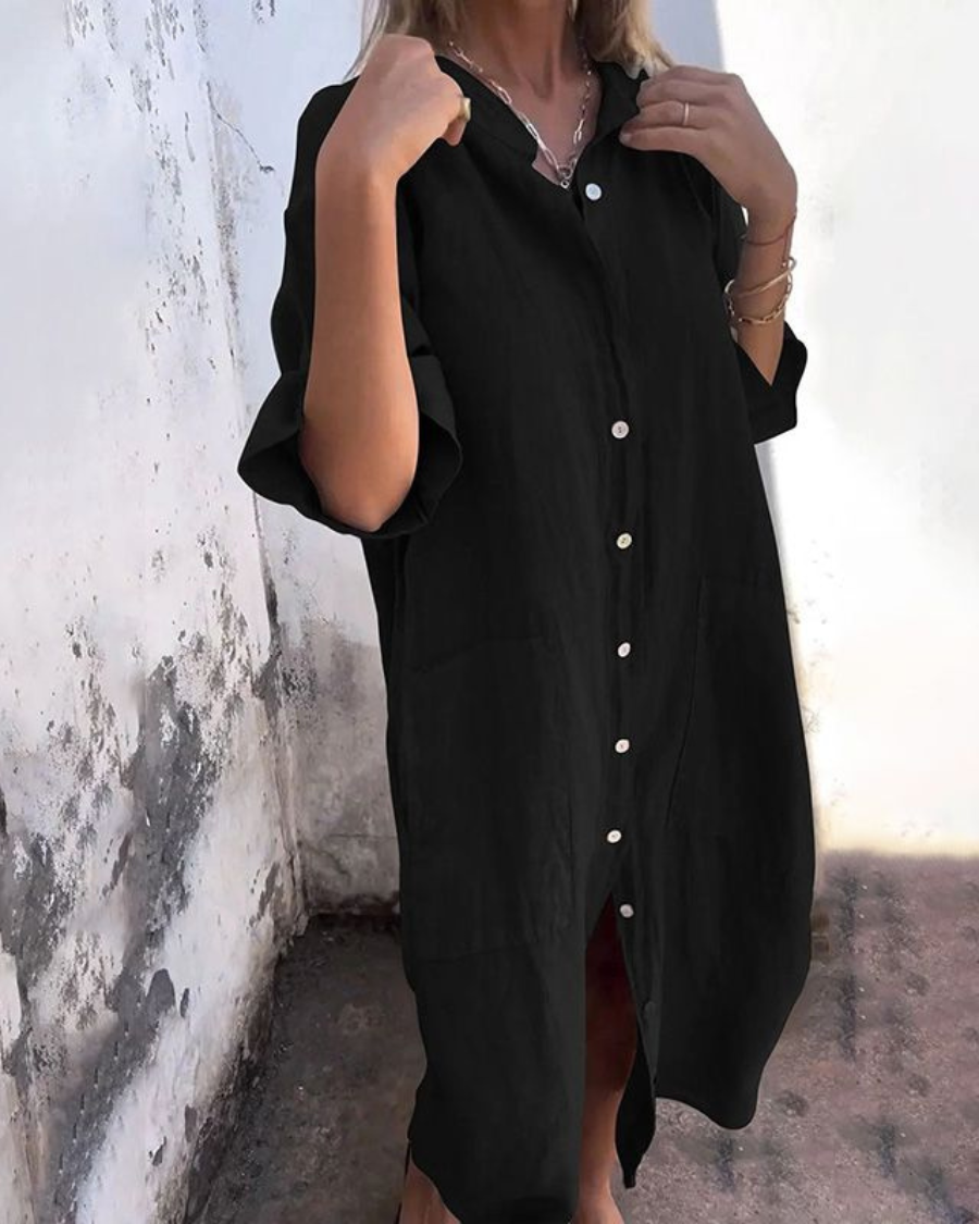 Mila | Women's Short Sleeve Shirt Midi Dress