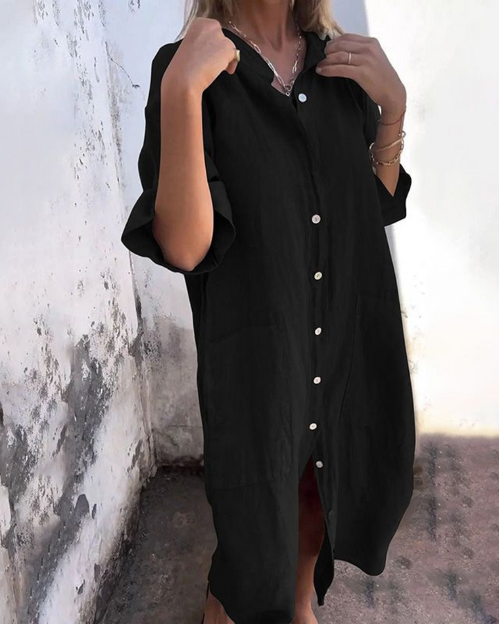 Mila | Women's Short Sleeve Shirt Midi Dress