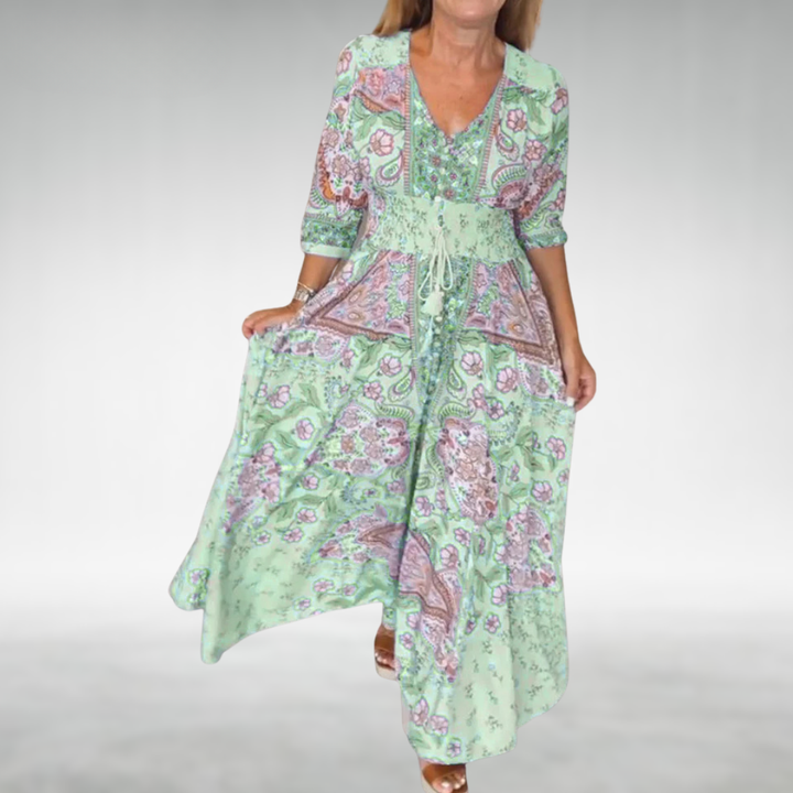 Yasmine | Women's Boho Draped Festive Maxi Dress
