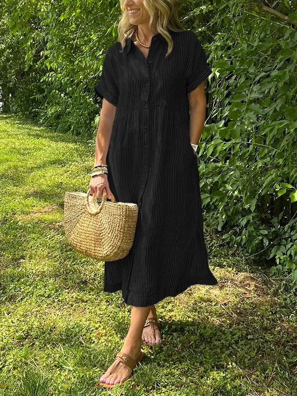 Georgia | Women's Summer Striped Buttoned Shirt Dress