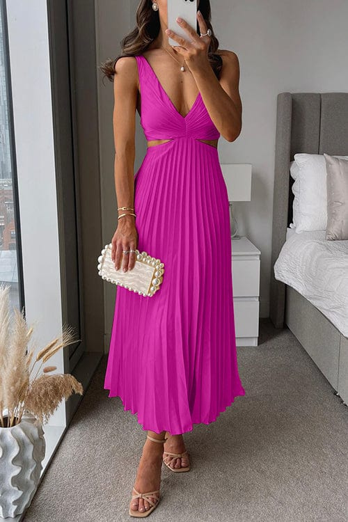 Elise | Women's Summer V-Neck Pleated Midi Dress