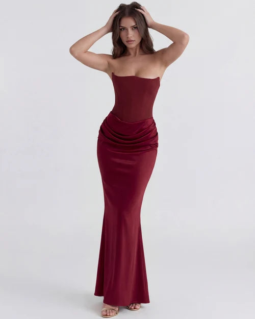 Wendy | Women's Strapless Satin Corset Evening Dress
