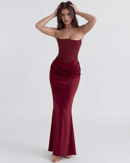 Wendy | Women's Strapless Satin Corset Evening Dress