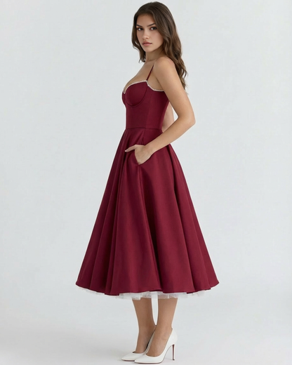 Victoria | Women's Elegant A-line Midi Dress