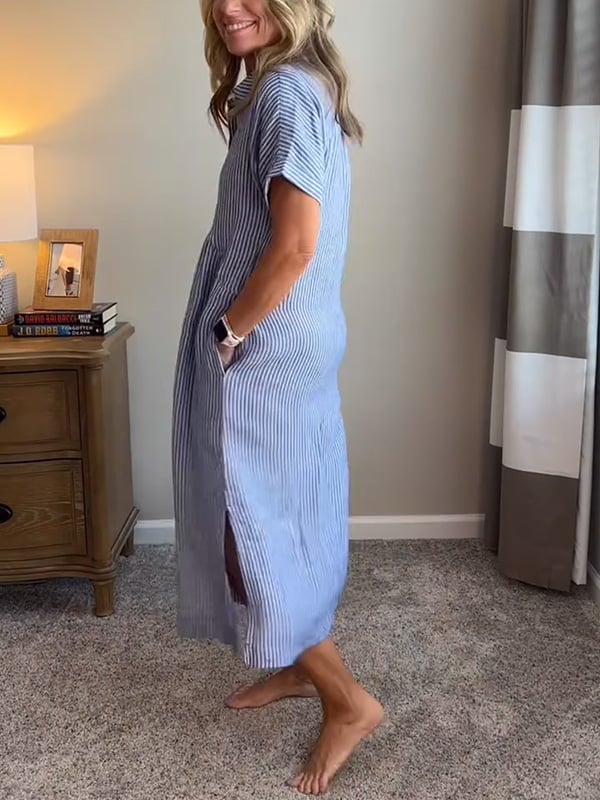 Georgia | Women's Summer Striped Buttoned Shirt Dress